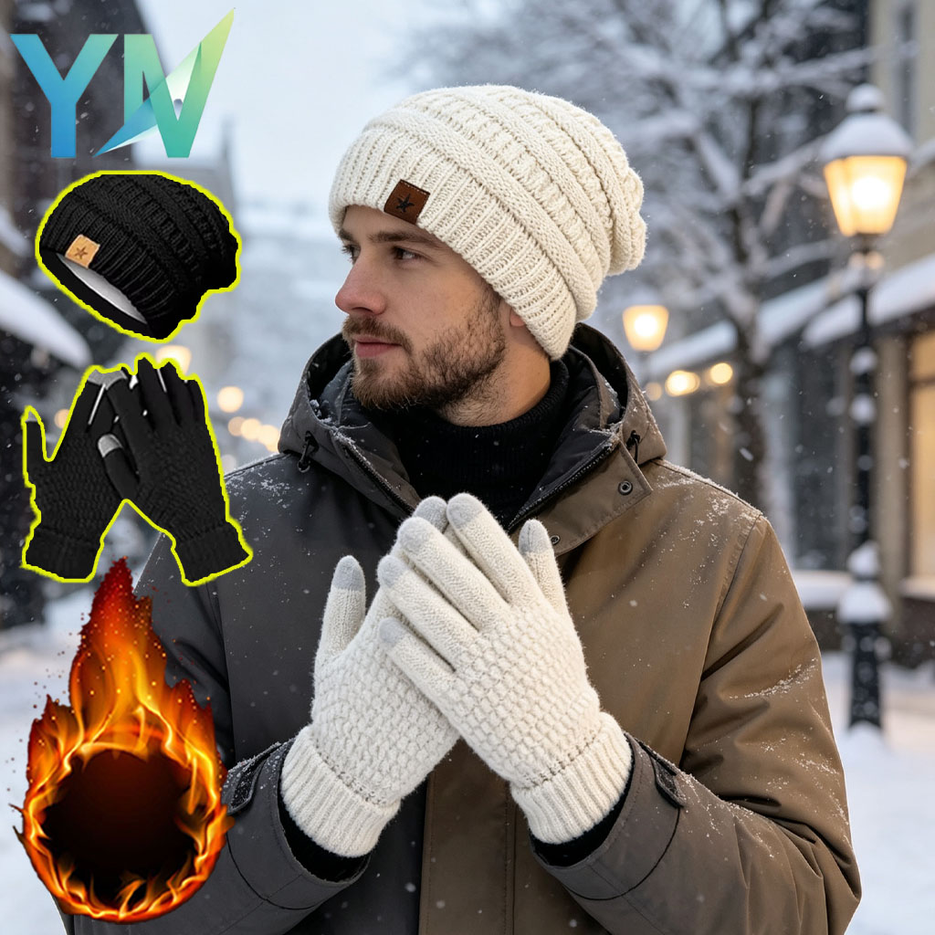 1-5 قطع من مجموعة قبعات وقفازا - مراجعة Running Gear In Winter وسعره